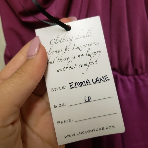 LHC couture Purple Cross Style Evening Dress NWT - Picture 7 of 8
